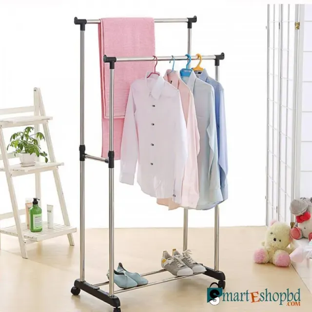 Folding Double Clothes and Shoe Rack