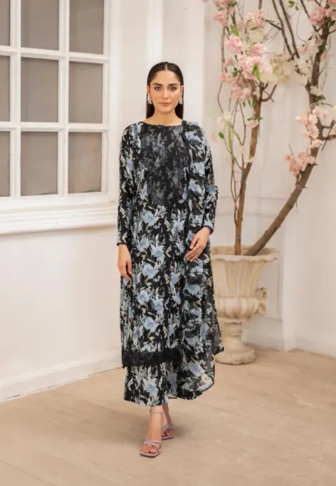 Gulljee Ziva Embroidered Digital Printed Lawn - Shopemart 1