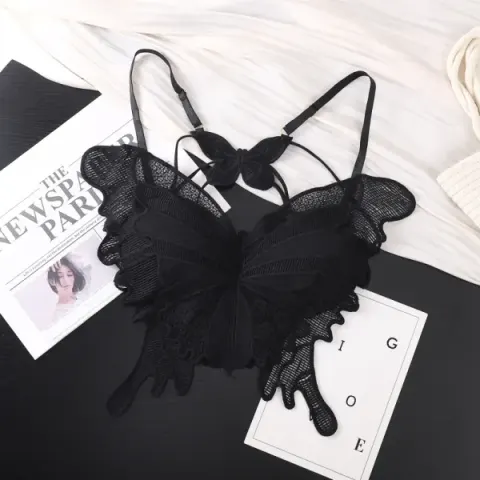 Black Butterfly Wear Bra – Elegant Lace Butterfly Design Bra for Women