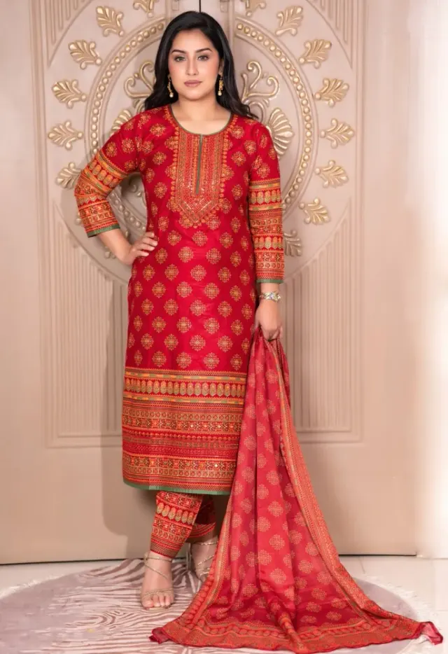 Noor Elegance Cotton Three Piece Set - Shopemart