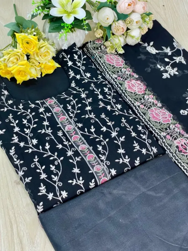 Premium Embroidered Shiffon Georgette 4-Piece For Women - Shopemart 1