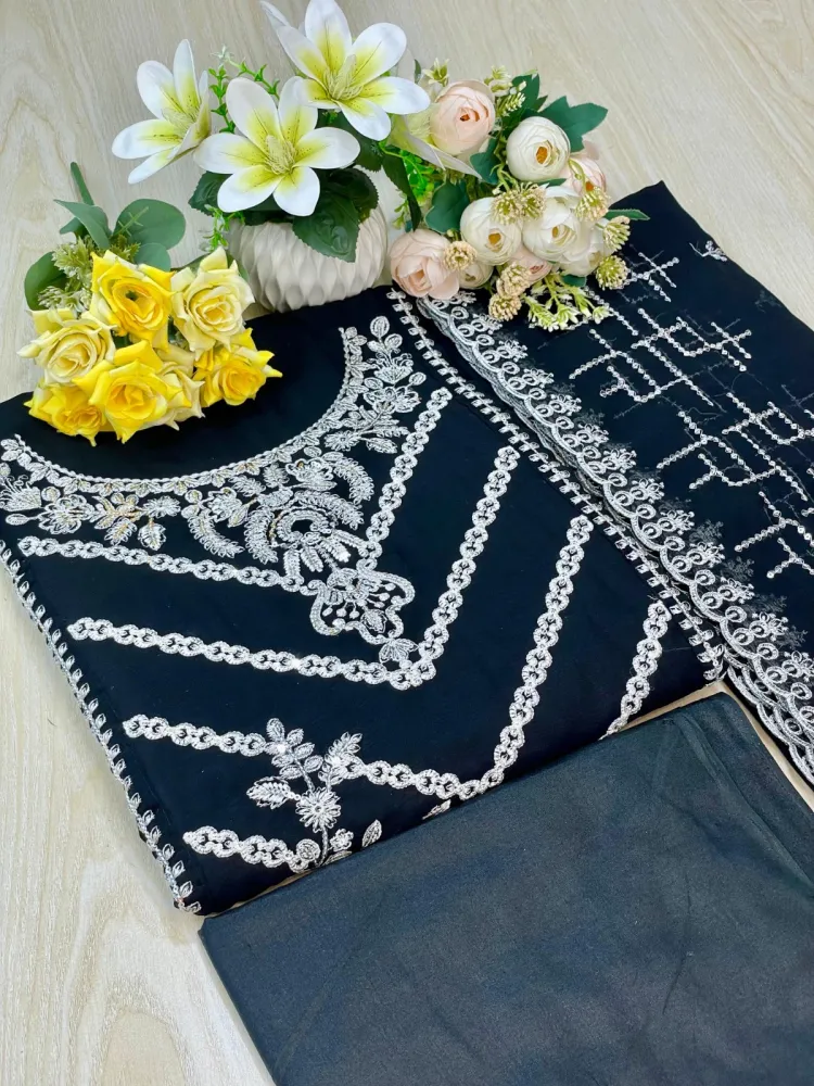 Premium Embroidered Shiffon Georgette 4-Piece For Women - Shopemart 1