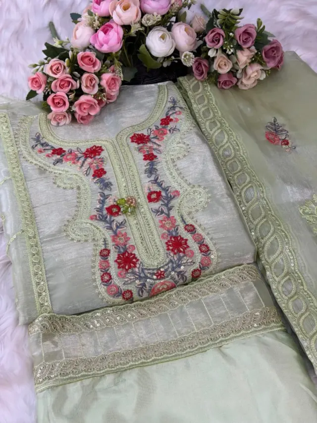 Premium Embroidered Afgan Silk Georgette 4-Piece Set for Women - Shopemart 1