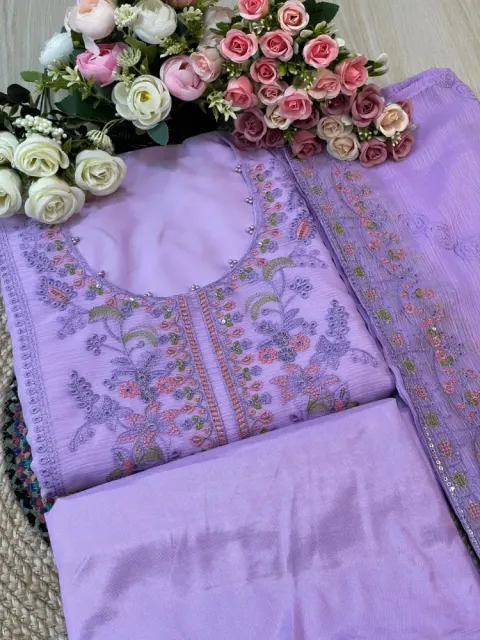 Premium Embroidered Shiffon Georgette 4-Piece For Women - Shopemart 1