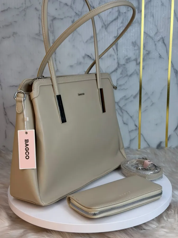 BACCO Premium Women's PU Leather Handbag with Matching Wallet & Shoulder Strap - Shopemart 1