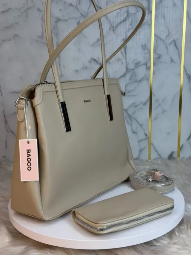 BACCO Premium Women's PU Leather Handbag with Matching Wallet & Shoulder Strap - Shopemart 1