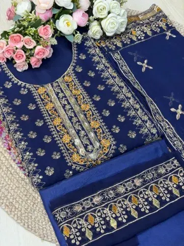 Premium Embroidered Soft Georgette 4-Piece For Women - Shopemart 1