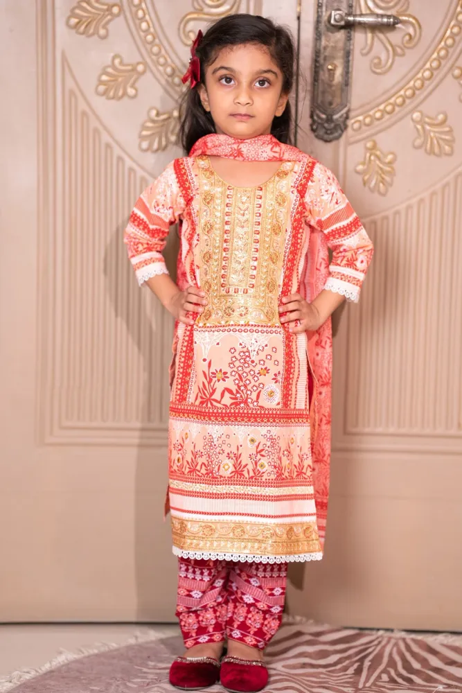 Baby Girl 3-Piece Salwar Kameez Set with Dupatta - Shopemart
