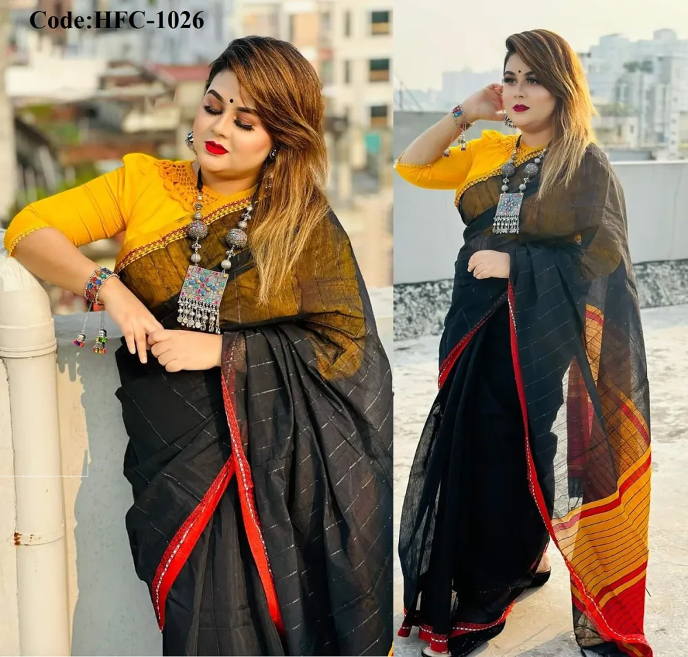 Black & Mustard Saree