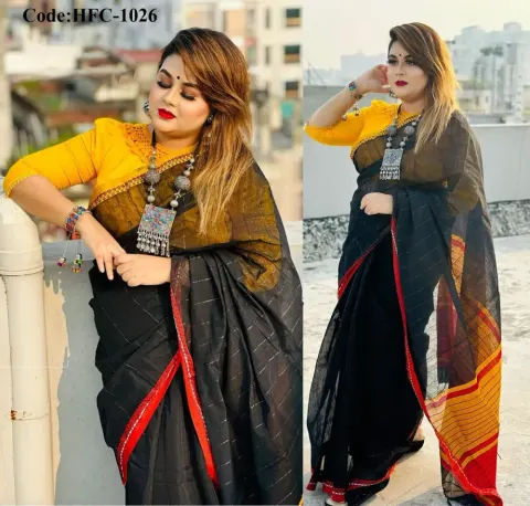 Black & Mustard Saree