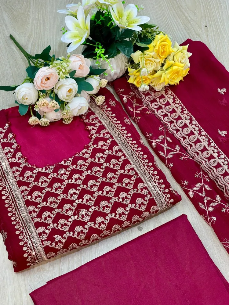 Premium Embroidered Shiffon Georgette 4-Piece For Women - Shopemart 1