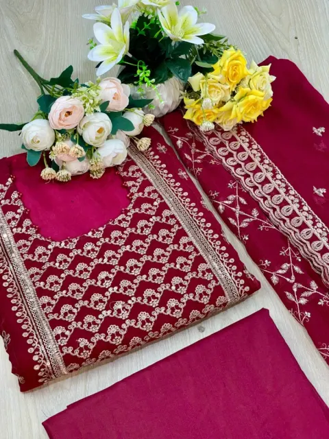 Premium Embroidered Shiffon Georgette 4-Piece For Women - Shopemart 1