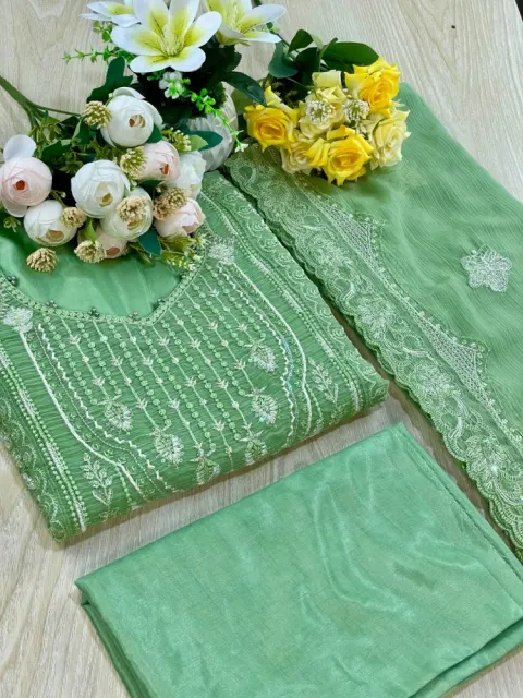 Premium Embroidered Shiffon Georgette 4-Piece For Women - Shopemart 1