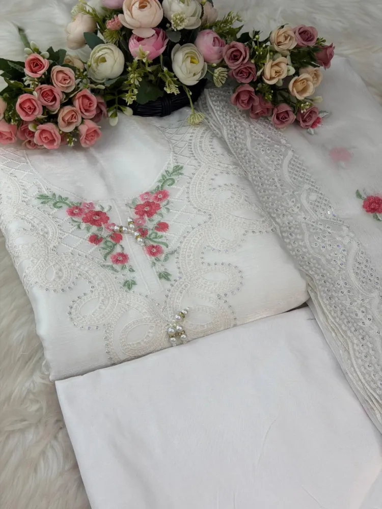 Premium Embroidered Jimmy Chu Georgette 4-Piece Set for Women - Shopemart 1