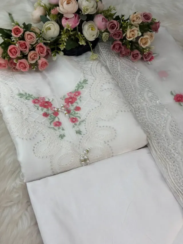 Premium Embroidered Jimmy Chu Georgette 4-Piece Set for Women - Shopemart 1