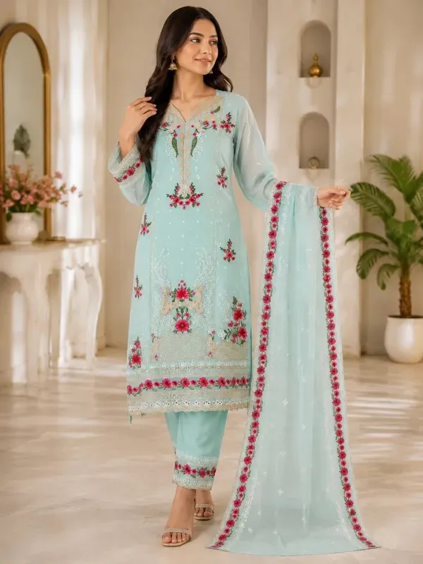 Pest Premium Star Georgette Embroidered 4-Piece for Women