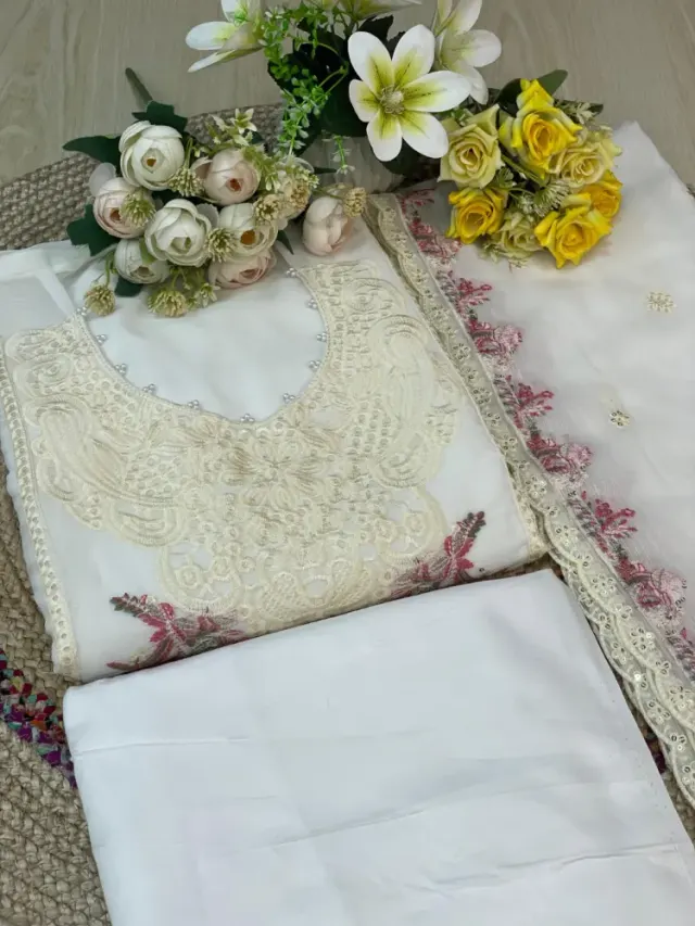 Premium Embroidered Shiffon Georgette 4-Piece For Women - Shopemart 1
