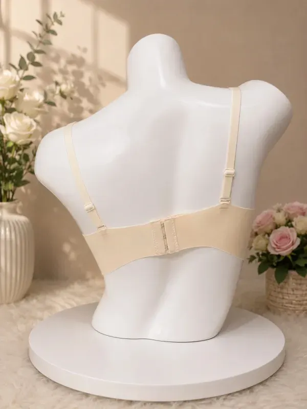 Cream Premium Cutout Seamless Push-Up Bra