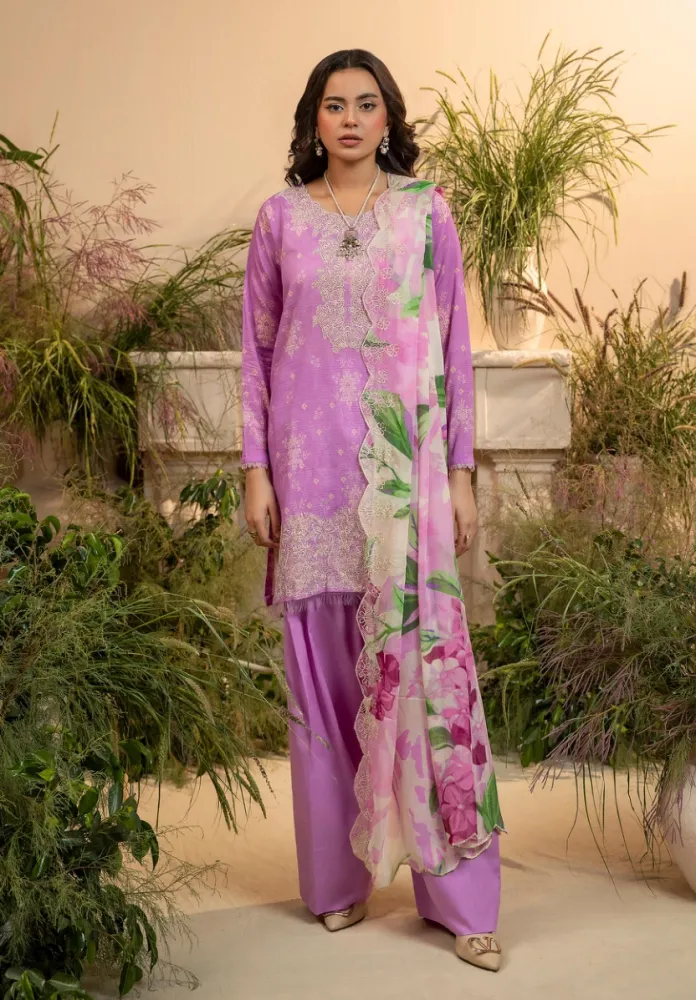 Gulljee Pakistani Organza Embroidered Digital Printed Lawn 3-Piece Suit - Shopemart 1