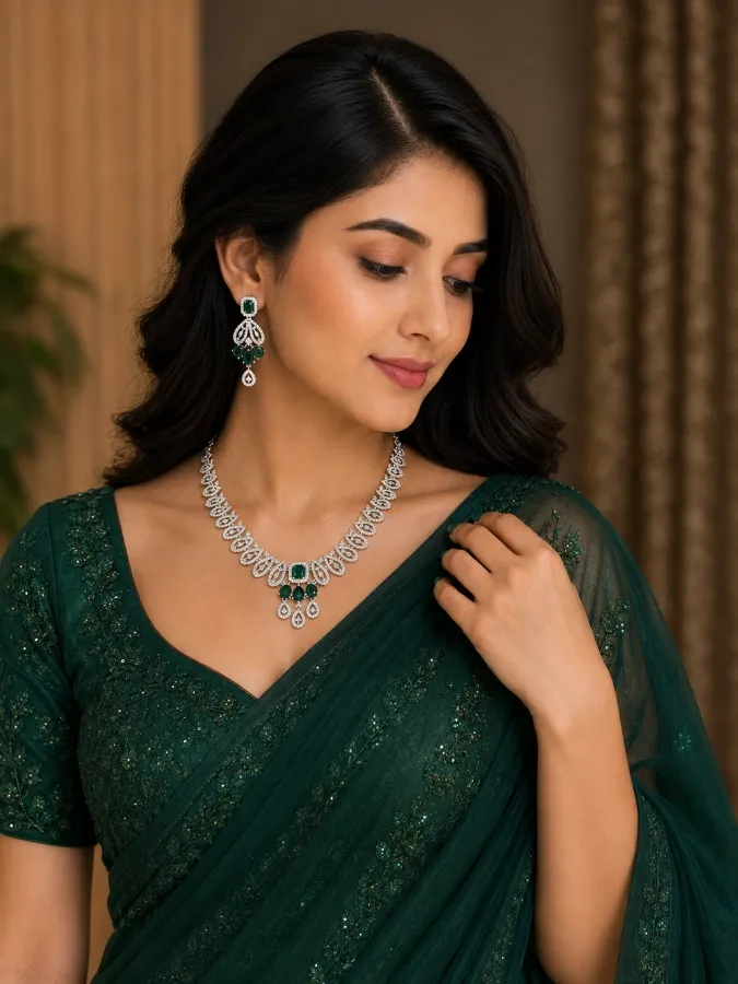 Elegant Diamond Cut Necklace Set - Shopemart
