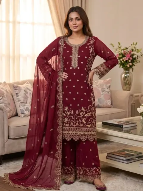 Premium Embroidered Soft Georgette 4-Piece For Women