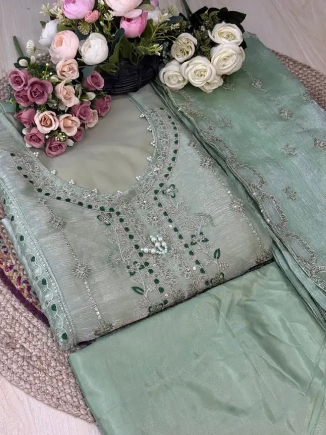 Premium Embroidered Jimmy Chu Georgette 4-Piece Set for Women - Shopemart 1
