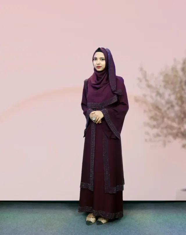 Wine Layered Irani Abaya Borka