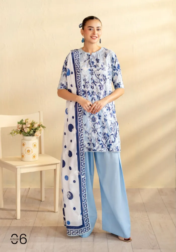 Gulljee Kroma Embroidered Digital Printed Lawn - Shopemart 1