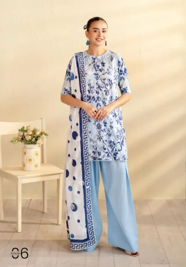Gulljee Kroma Embroidered Digital Printed Lawn - Shopemart 1