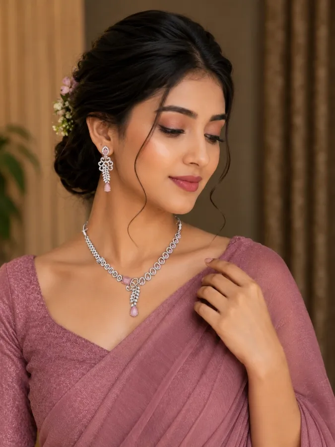 Elegant Diamond Cut Necklace Set - Shopemart