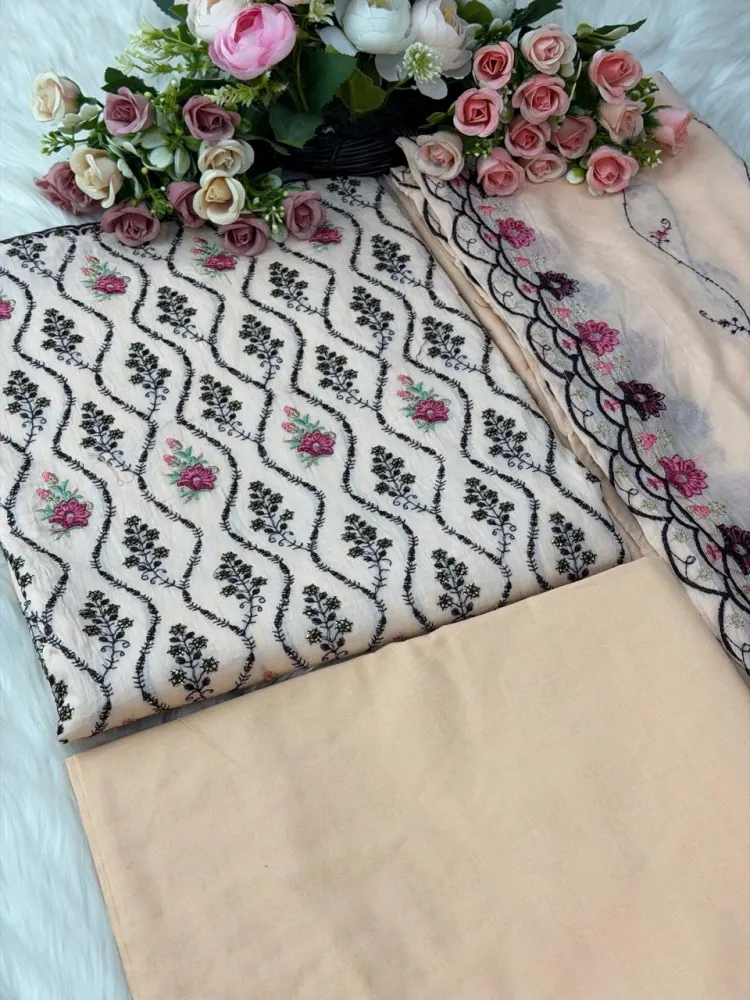 Elegant Embroidered Pure Cotton Three Piece - Shopemart 1
