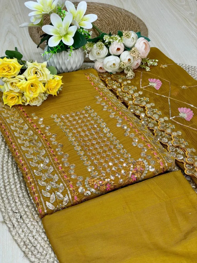 Premium Embroidered Shiffon Georgette 4-Piece For Women - Shopemart 1