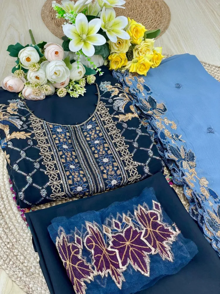 Luxury Embroidered Black Salwar Kameez with Dupatta – Elegant Party Wear