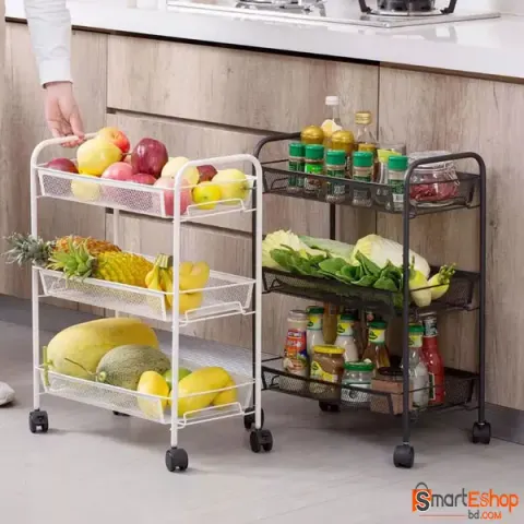 Steel Storage Shelve With Wheels 3 Layers