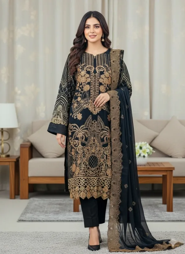 Embroidered Soft Georgette 4-Piece For Wome