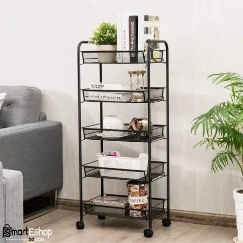 Steel Storage Shelve With Wheels 5 Layers