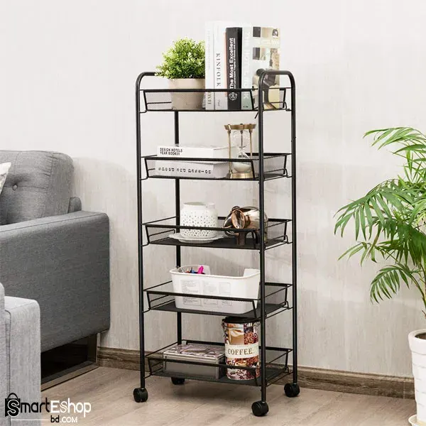 Steel Storage Shelve With Wheels 5 Layers