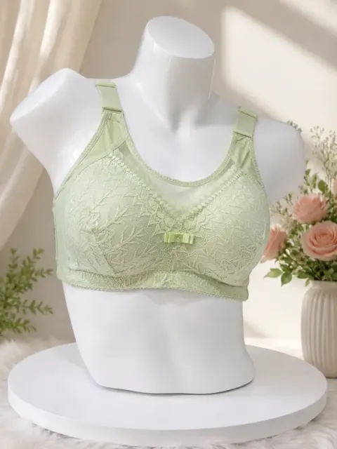 Olive Elegant Floral Lace Full Coverage Comfort Bra