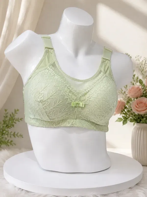 Olive Elegant Floral Lace Full Coverage Comfort Bra