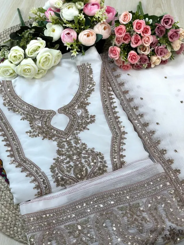 Premium Embroidered Shiffon Georgette 4-Piece For Women - Shopemart 1