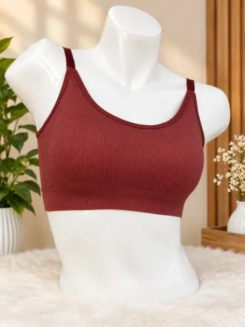 Maroon Front Closure Full Coverage Wide Strap Comfort Bra