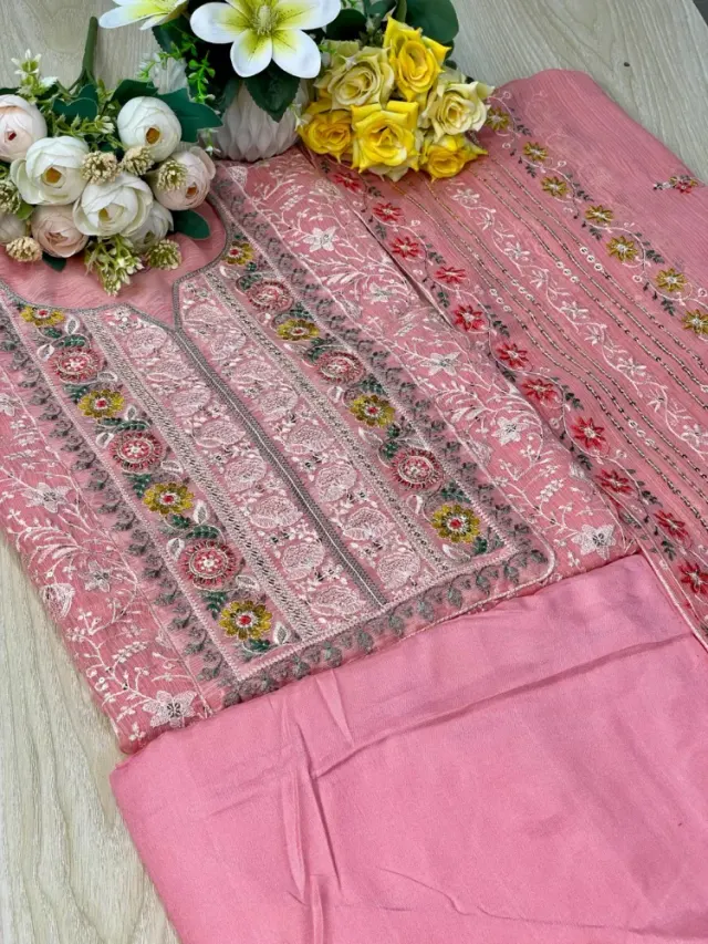 Premium Embroidered Shiffon Georgette 4-Piece For Woment - Shopemart 1