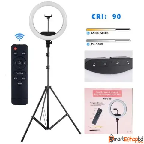 AL-360 14 inch Studio Selfie Ring Light Dimmable LED Lamp set