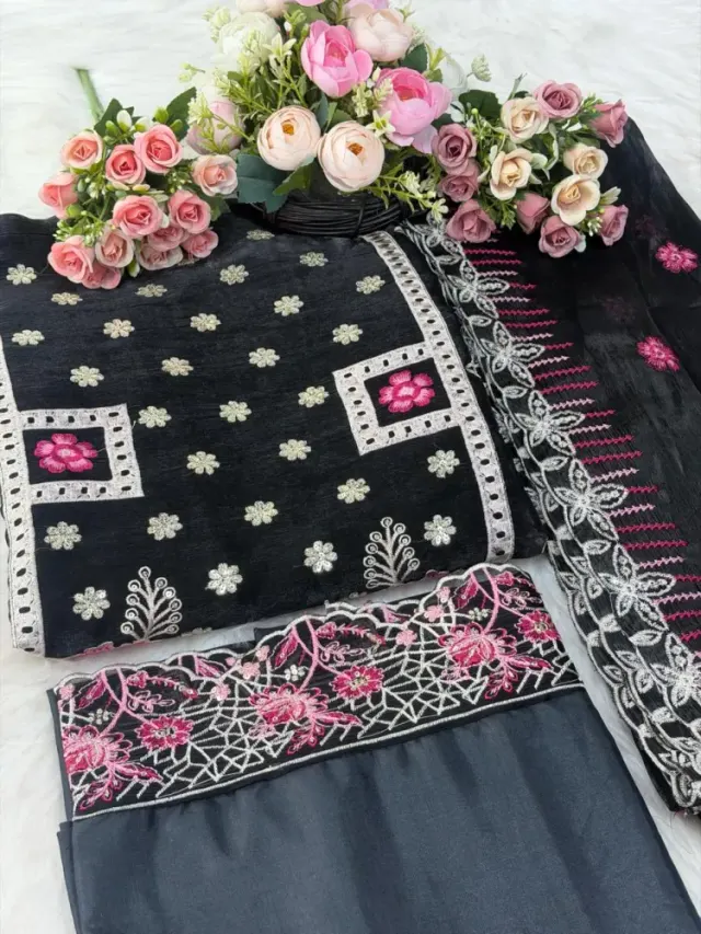 Premium Embroidered Jimmy Chu Georgette 4-Piece Set for Women - Shopemart 1
