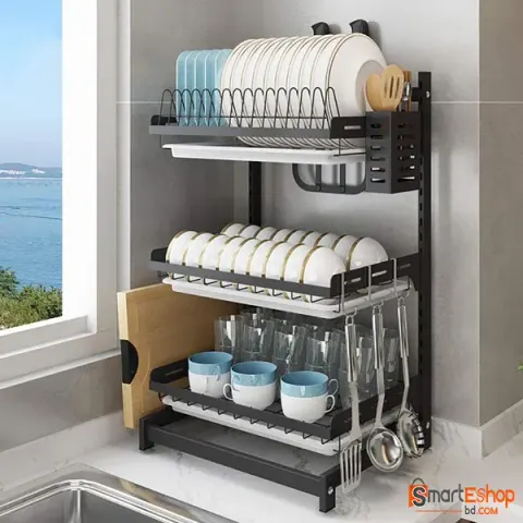 Stainless Steel 3 Layer Drain Dish Rack
