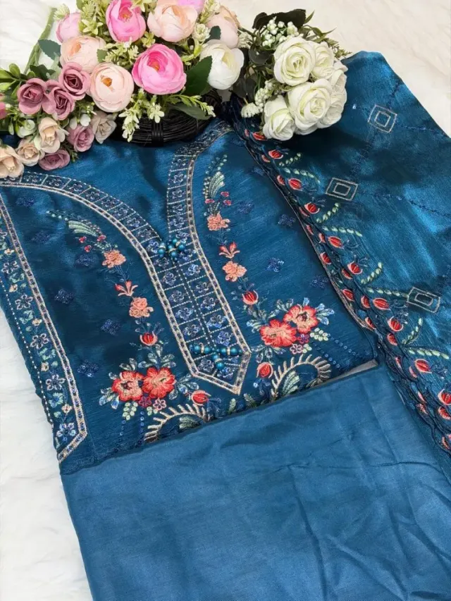 Premium Embroidered Jimmy Chu Georgette 4-Piece Set for Women - Shopemart 1