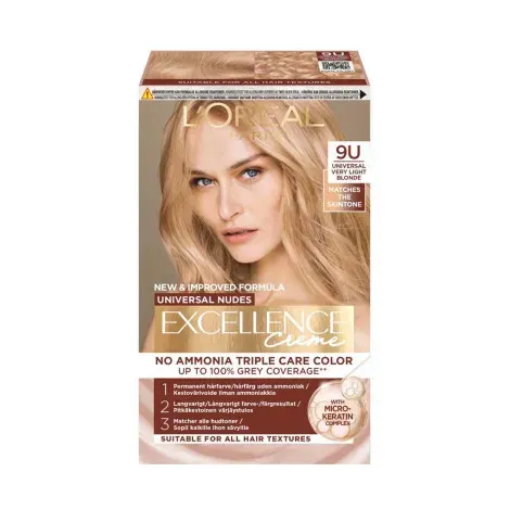 L'Oreal Excellence No Ammonia Triple Care Colour - 9U Universal Very Light Blonde — LOREAL beauty product
