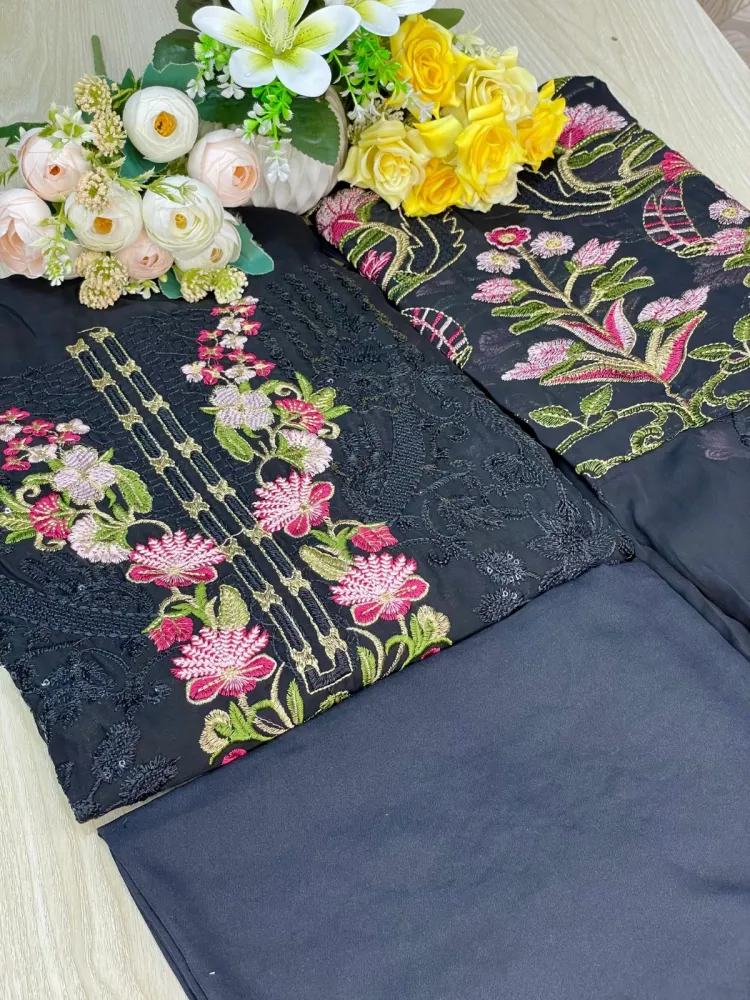 Premium Embroidered Soft Georgette 4-Piece For Women - Shopemart 1