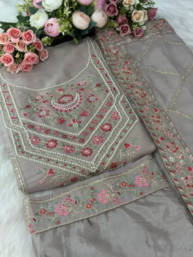 Premium Embroidered Star Georgette 4-Piece For Women - Shopemart 1
