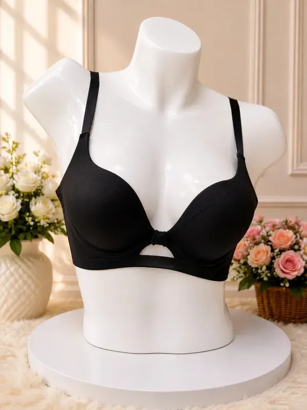 Black Premium Cutout Seamless Push-Up Bra